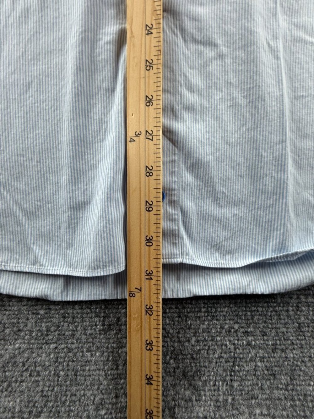 David Donahue Cotton Trim 16.5 32/33 Striped Blue Long Sleeve Mens Shirt Spread - Picture 4 of 15